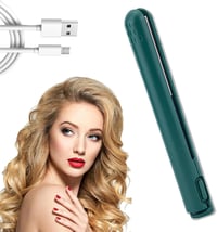 DAZZTIME 2in1 Mini Hajsütő és Göndörítő, Kerámia Göndörítő USB Töltéses Utazáshoz, Zöld 1