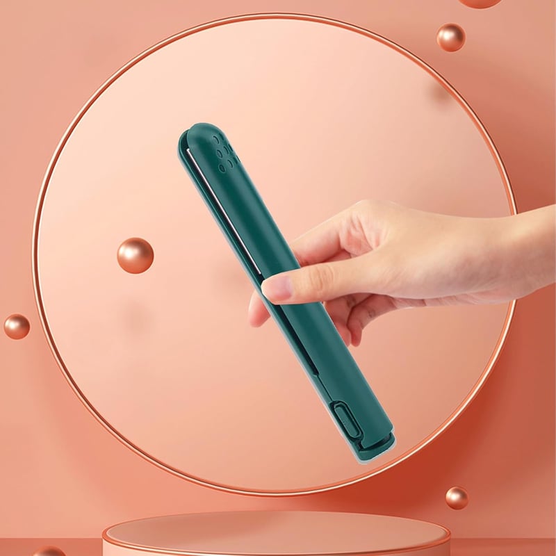 DAZZTIME 2in1 Mini Hajsütő és Göndörítő, Kerámia Göndörítő USB Töltéses Utazáshoz, Zöld