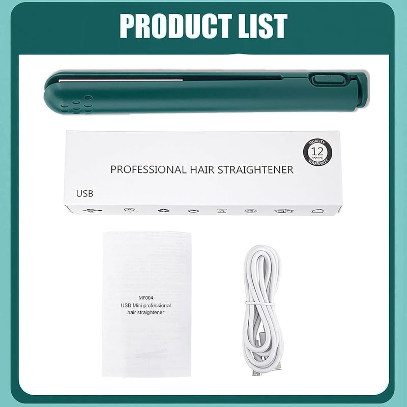 DAZZTIME 2in1 Mini Hajsütő és Göndörítő, Kerámia Göndörítő USB Töltéses Utazáshoz, Zöld