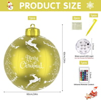 DAZZTIME Felfújható Karácsonyi Gömb 60 cm - Arany PVC Kültéri Dekoráció Rögzítő Tüskékkel Kertbe, Esküvőre, Ünnepi Díszítéshez 2