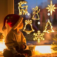 DAZZTIME Karácsonyi Ablakdísz Világítás - 6 db LED Tapadókorongos Fény, Meleg Színű Ablakdekoráció, Energiatakarékos Ünnepi Világítás 5