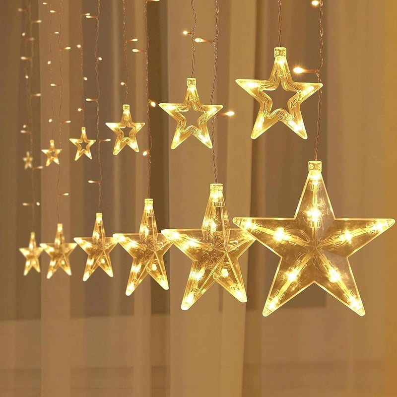 DAZZTIME LED Csillag Fényfüzér - Ablakdísz Távirányítóval, 8 Világítási Móddal, Időzítővel - Karácsonyi Dekoráció, Esküvői Kellék, Hálószoba