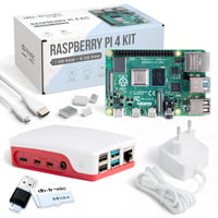 Kit de pornire db-tronic Raspberry Pi 4 1GB 64GB | Sursă de alimentare 15W | Carcasă roșu/alb | Radiator | Cablu Micro HDMI 4K | Smart Home, Retro Gaming 1