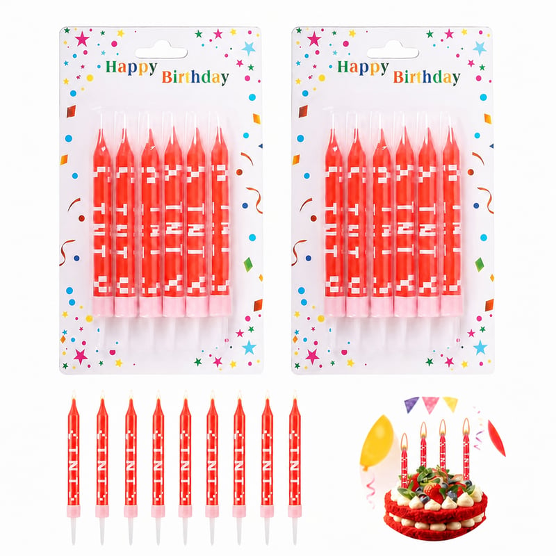 Ji liangli Pixel svijeće za tortu, 18 komada, crvene, TNT retro stil, rođendanske svijeće za torte, vjenčanja, maturalne zabave i proslave