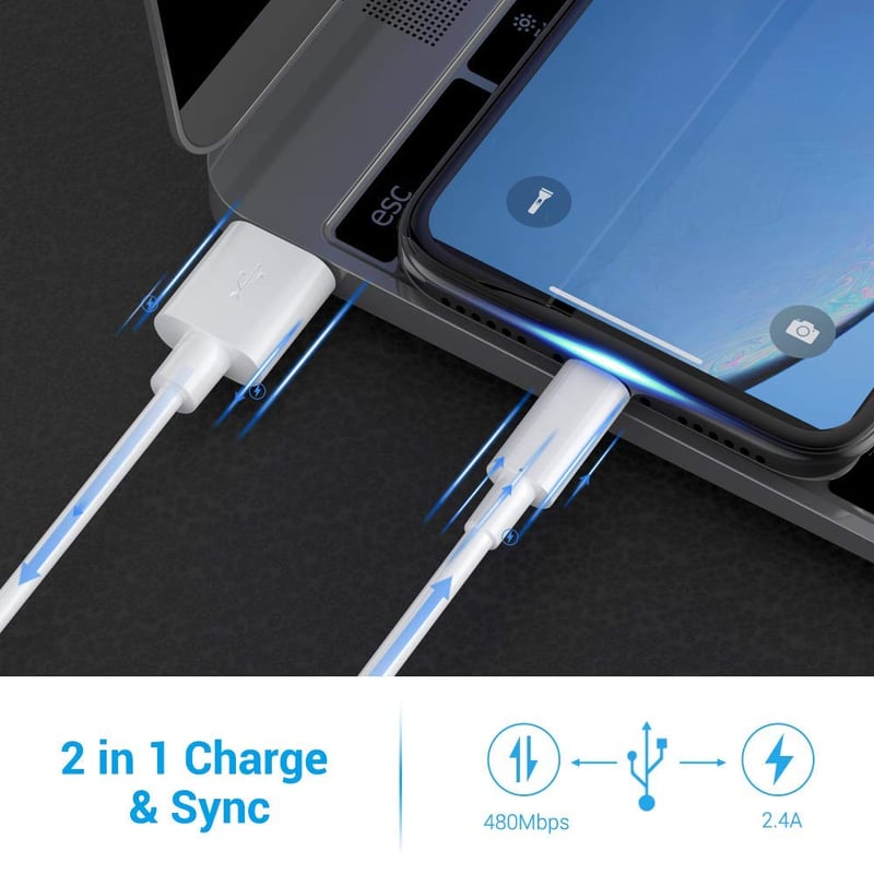 iPhone Lightning töltőkábel szett, 3db 2m MFi tanúsított, iPhone 14-6s/iPad/AirPods