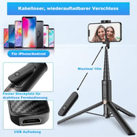 TONEOF 152cm-es Forgatható Szelfibot Állvány iPhone és Android Telefonokhoz - Fekete - 173cm, Beige Grey 5