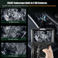 Hiacinto Endoszkóp Kamera 10m IP68 Vízálló, 5" IPS Kijelző, 3 Lencsés 1080P HD Vizsgálókamera 32GB, Leválasztható Kábel, Autó, Csőszerelés 6