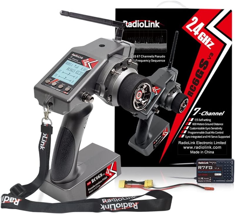 Radiolink RC6GS-V3 7 csatornás RC távirányító giroszkóppal 2.4GHz autóhoz drónhoz