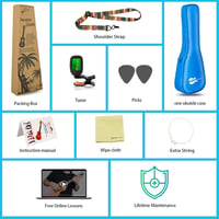 Everjoys Szoprán Ukulele Készlet - 21 Hüvelykes Fekete Hawaii Gitár Kezdőknek 7
