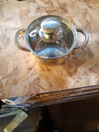 Cratiță din oțel inoxidabil Florina Oliver cu capac din sticlă, 14 cm, 1,3 L, pentru plită cu inducție, gaz, electrică și ceramică, cu gradație interioară 5