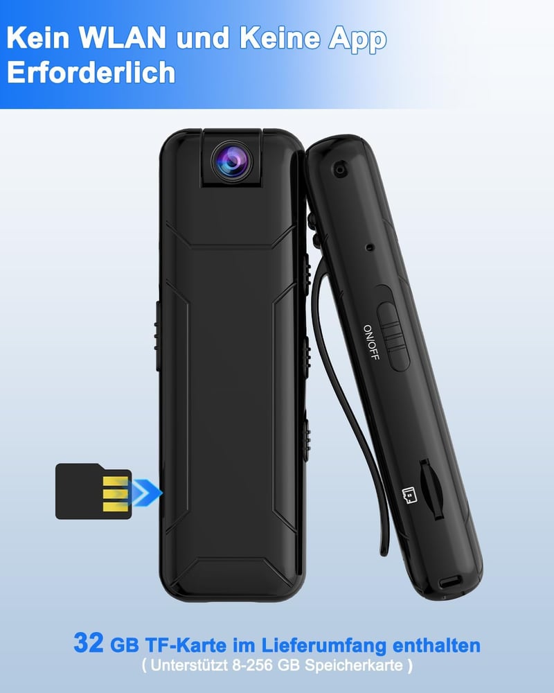 Bextgoo 1080P Mini Testkamera 32GB Kártyával - 10 Órás Üzemidő, 180° Forgatható Lencse, Mozgásérzékelés, Kompakt Kamera Utazáshoz, Kerékpáro