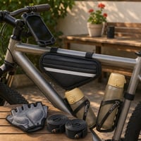 Cyklistický set: 2x držiak + taška + fľaša + držiak na mobil + rukavice + 2x duša 1