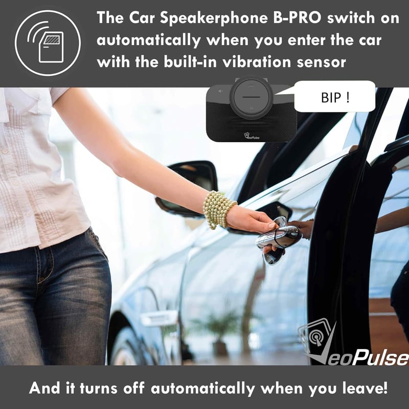VeoPulse B-PRO 2 Bluetooth Kihangosító Autóba - Automatikus Csatlakozás, Világítás, Biztonságos Telefonálás Vezetés Közben