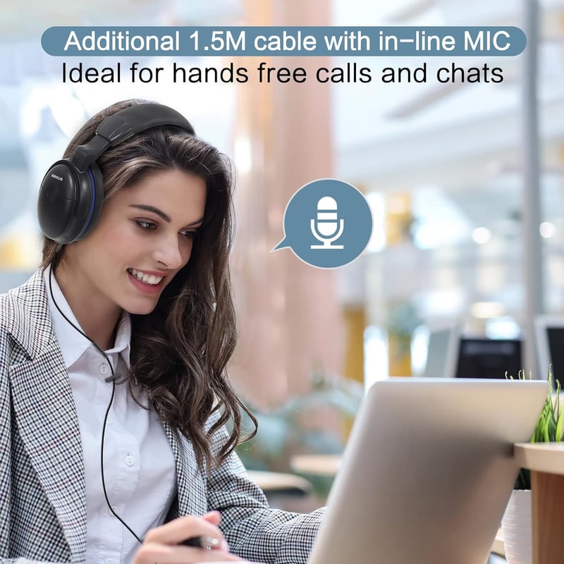 SIMOLIO TV Fejhallgató Hosszú Kábellel, Fülre Illeszkedő Headset Televízióhoz Hangerősítővel, Hangszín és Hangerő Szabályozás, 5,5m Spirál K