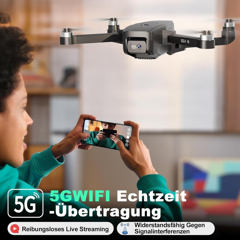 Tolatoyus IDEA16 C0 Drón 4K Kamerával, 40 km/h Sebesség, 5GHz WiFi FPV, 30 Perces Repülési Idő, Okostelefonos Vezérlés, Kezdőknek és Haladók