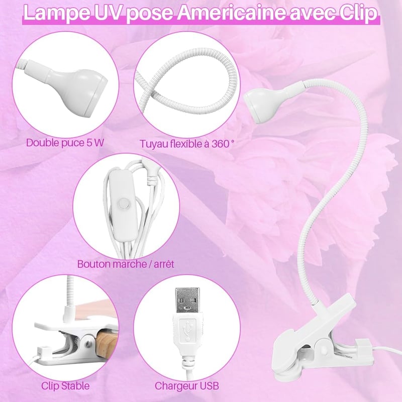 ASENTER 5W UV Műköröm Lámpa Fehér Csipesszel - Mini LED Lámpa Műgyanta és Műköröm Ragasztó Szárításához Otthoni és Szalonhasználatra