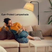 Fortand LED Állólámpa Szabályozható Fényerővel - 3 Színhőmérsékletű (3000K-6500K) Modern Ívelt Lámpa Szövet Burával, 9W, Forgókapcsolós 6
