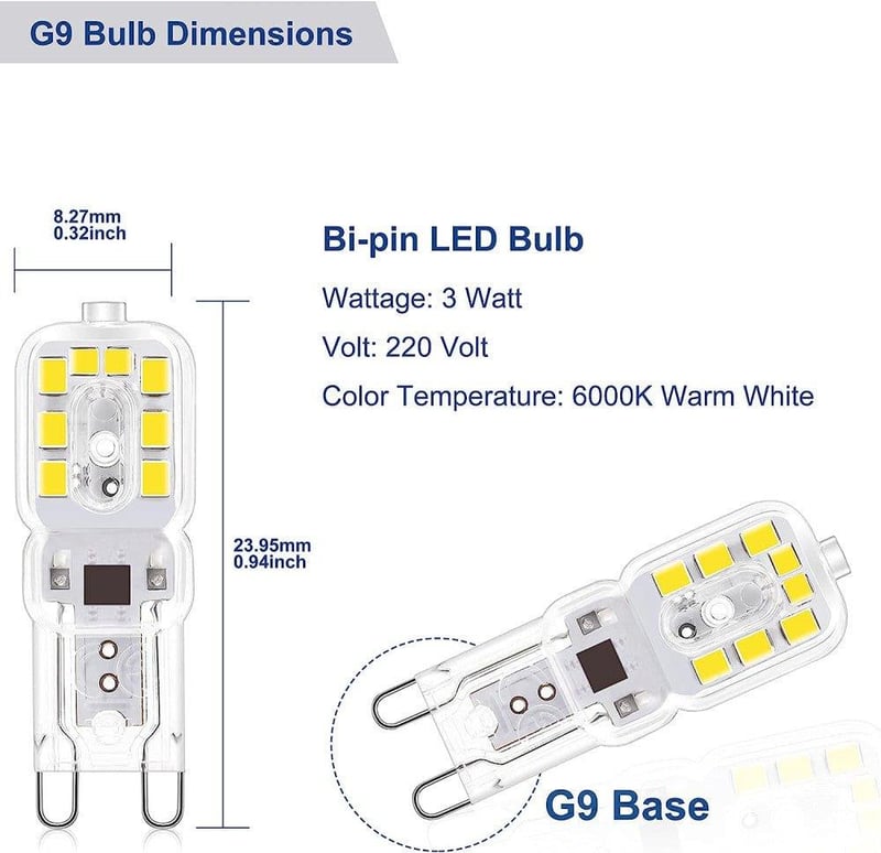 Jaenmsa G9 LED izzó 6 db-os csomag, 3W, hideg fehér fény