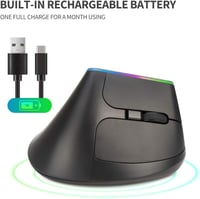 Delux M618DB ergonomikus vezeték nélküli függőleges egér, újratölthető, csendes, fekete 4