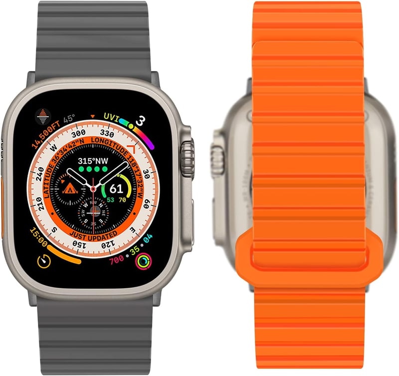 Apple Watch szilikon szíj mágneses csattal - 38-49mm, szürke-narancs