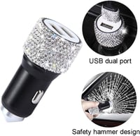 Rózsaszín Autós Bling Szett: USB Adapter, Kábel, Telefontartó és Dekoráció (5 db) 3