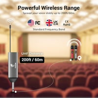 TONOR UHF Vezeték Nélküli Mikrofon Szett Karaoke DJ Esküvőhöz 60m Hatótáv - Grey & Red 3