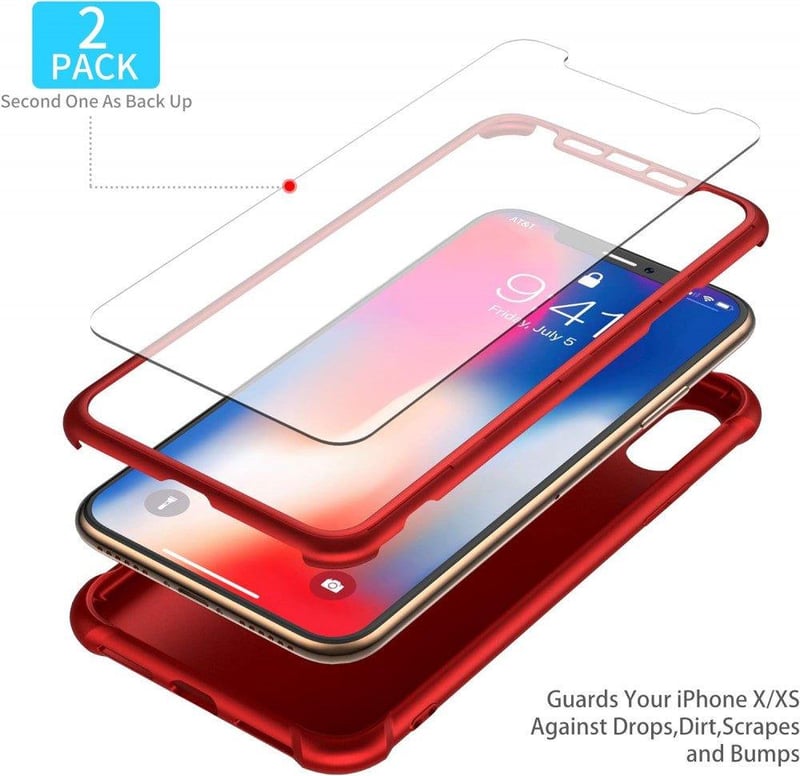 iPhone X/XS Bordó Szilikon Tok Szett 2db Üvegfóliával