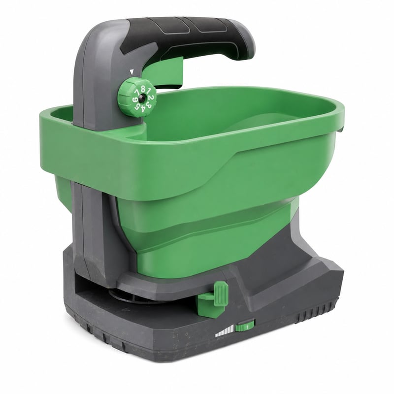 Distribuitor de îngrășământ cu acumulator WORKPRO X 7,2V, 8 moduri de dozare, 6 viteze — defect, pentru piese: nu pornește (stare: vezi a 2-a imagine)