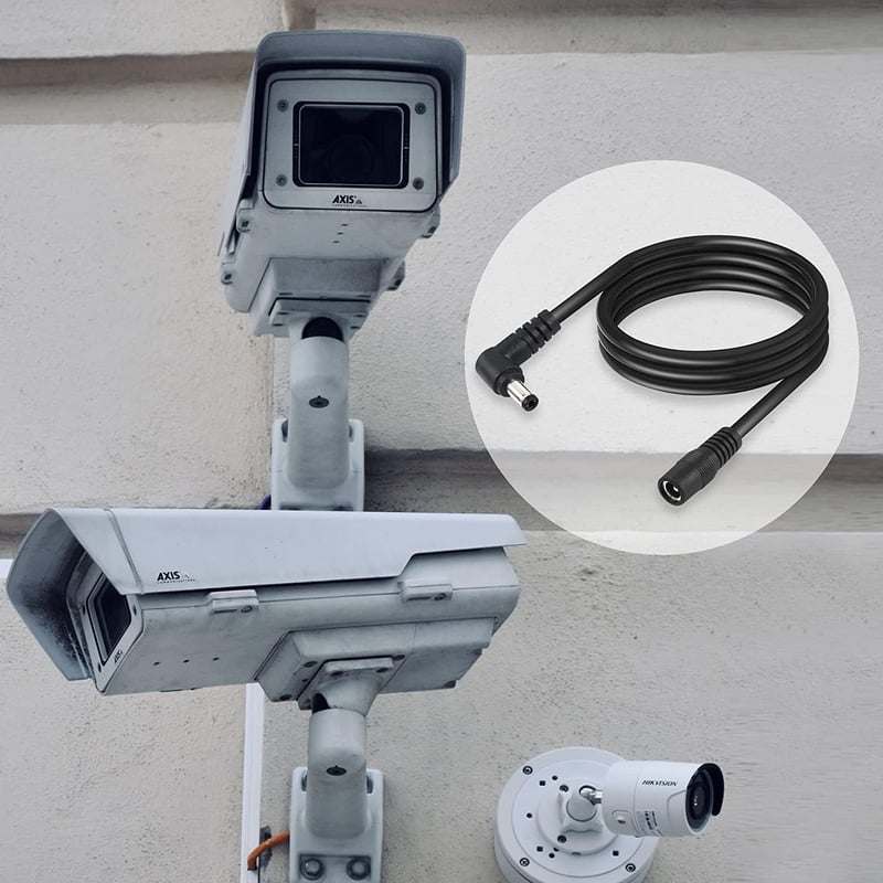 GINTOOYUN 2 db DC5525 Tápkábel Hosszabbító, 90 fokos, 1m, 18AWG, LED világításhoz, CCTV-hez, autóhoz - 5.5x2.5mm