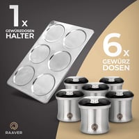 RAAVER mágneses fűszertartó készlet - 6 rozsdamentes acél doboz + állvány, BPA-mentes 3