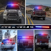 Dinfu 12" LED Figyelmeztető Fénysor - Kék-Piros Villogó Vészjelző Lámpa 14 Üzemmóddal - Autó, Teherautó, Traktor Kompatibilis - 12V Szivargy 7