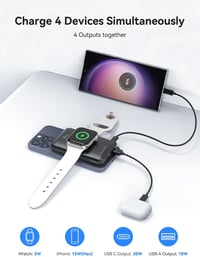 NEWDERY 10000mAh vezeték nélküli powerbank Apple Watch és iPhone készülékekhez, gyorstöltéssel - fekete 4