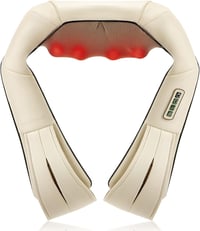 Nekteck Shiatsu Masszírozó Párna Melegítő Funkcióval - Nyak, Váll, Hát és Derék Masszázs Otthon, Irodában és Autóban - Állítható - Beige 1