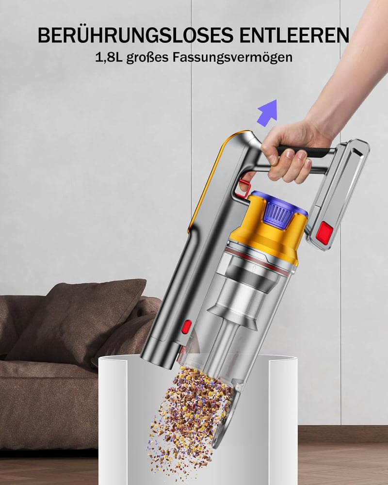 AOLOKO X15 Vezeték Nélküli Porszívó 50000Pa/580W, 70 Perces Üzemidő, 1,8L Portartály, HEPA Szűrő, LED Világítás, Fali Töltőállomás
