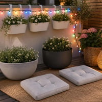 Balkonkert oázis: ültetőtál + lábas virágcserép + 4 db függő virágcserép + 21 m LED-füzér + 2 db ülőpárna 1