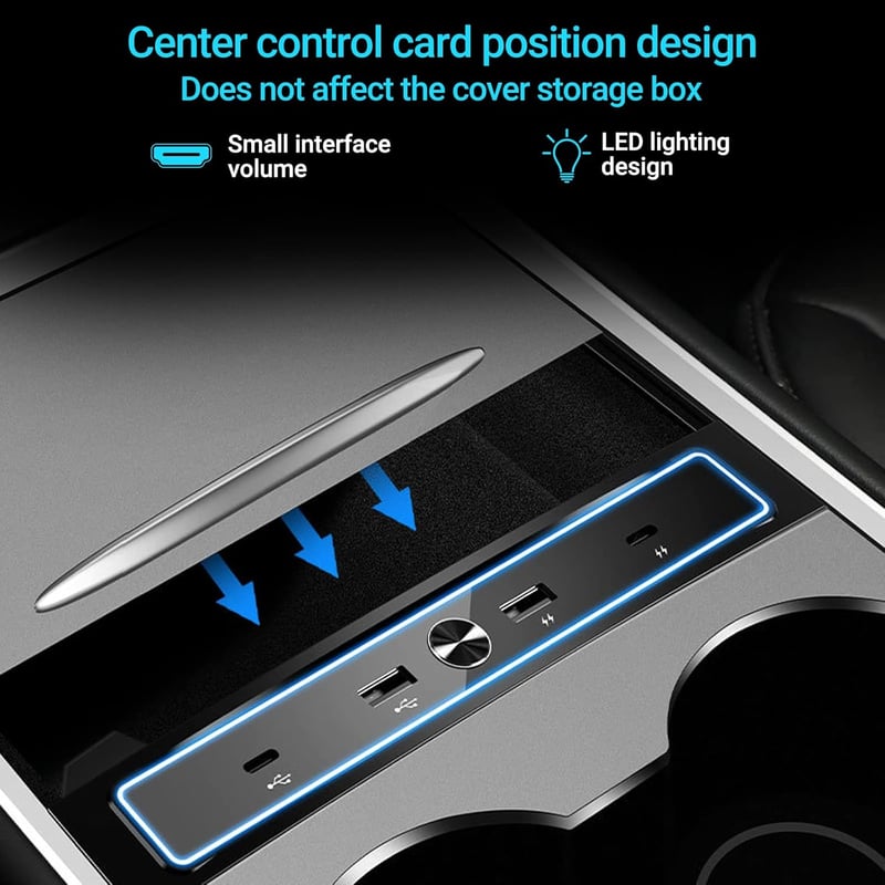 Tesla Model 3/Y USB Hub: 4 az 1-ben intelligens dokkoló, gyorstöltéssel (2021-2022)