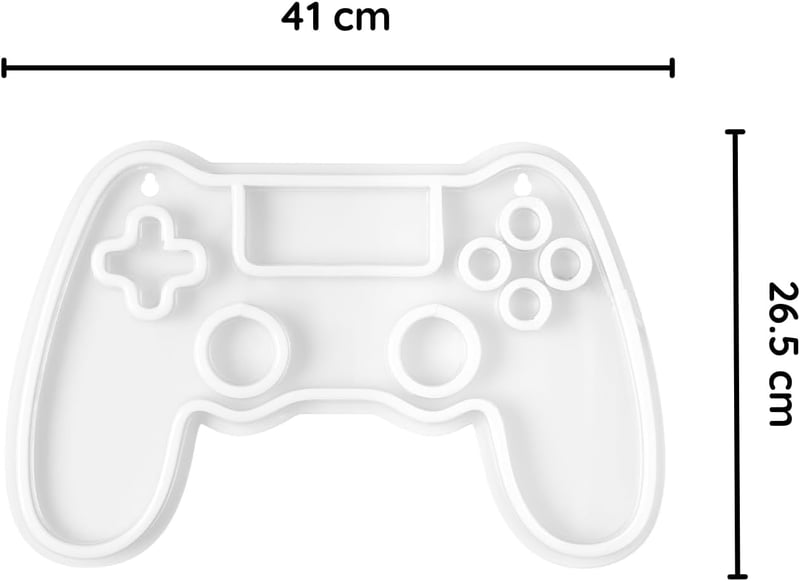NELUX Gamer Kontroller Neon LED Világítás - Fali Dekoráció Játékszobába, USB Csatlakozás, Fényerőszabályzó, 41x26,5 cm