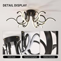 minifair Fekete LED Mennyezeti Lámpa 70cm - Távirányítós, Dimmelhető, 6 Fényforrás, 6000 Lumen, 3000K-6000K, Modern Világítás Nappaliba, Kon 2
