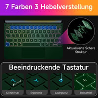HOU iPad Billentyűzetes Tok - 7 Színű Háttérvilágítás, Érintőpad, QWERTZ - iPad Pro 11" (1-4. gen) és iPad Air (4-5. gen) Készülékekhez - Zö 4