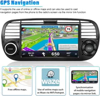 FIAT 500 Android 10.0 Autoradio 7" Érintőképernyővel, Navigációval és Tolatókamerával (2007-2015) 5