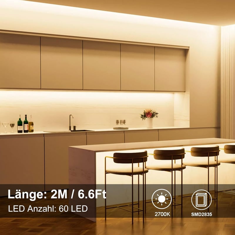 DBFAIRY 2m LED szalag távirányítóval, 60 LED meleg fehér vízálló dekoráció