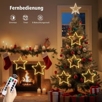 DBFAIRY Karácsonyi Csillag Ablakdísz 120 LED-es 2 db Időzítővel Elemről Működő 2