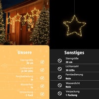 DBFAIRY Karácsonyi Csillag Ablakdísz 120 LED-es 2 db Időzítővel Elemről Működő 8