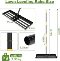 DBREAKS Rozsdamentes Talajsimító Gereblye 157cm Kerthez Golfpályához 2