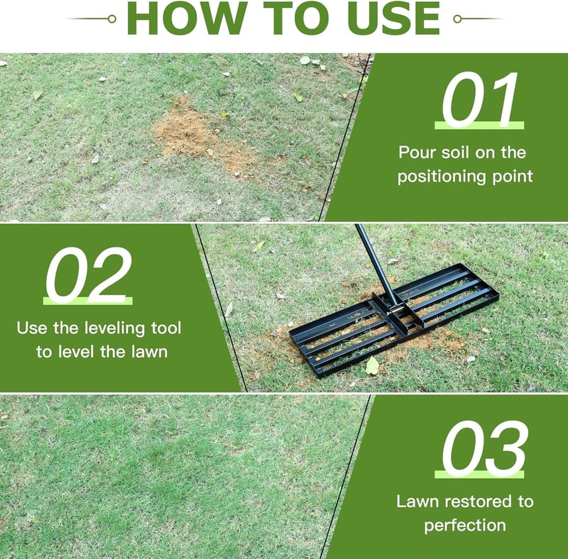DBREAKS Rozsdamentes Talajsimító Gereblye 157cm Kerthez Golfpályához