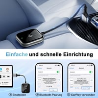 AIZEO Vezeték Nélküli CarPlay Adapter - Gyors Átalakítás Vezetékes CarPlayről Vezeték Nélkülire, Mini Méretű, iPhone Kompatibilis 7