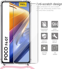 Xiaomi Poco F4 GT Átlátszó Szilikon Tok Rózsaszín Zsinórral és Fóliával 5