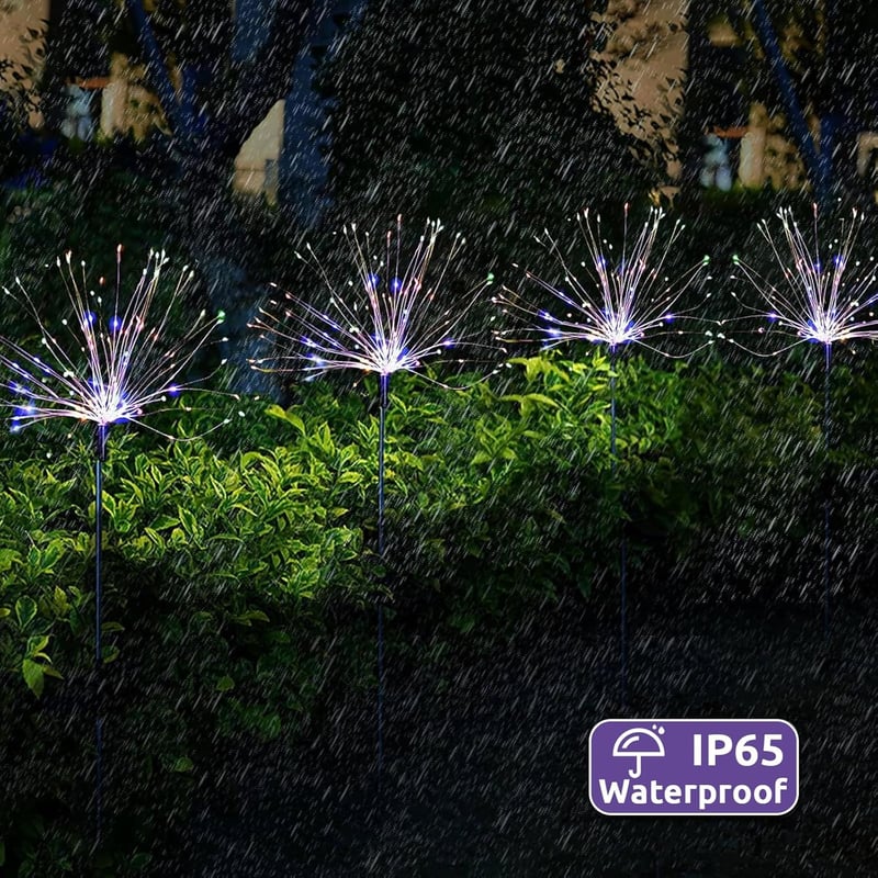 Dekofun Napelemes Kerti Lámpa Szett, 2 db Pitypang Alakú 120 LED Fényfüzér, 8 Világítási Mód, Vízálló, Téltűrő Kültéri Világítás Erkélyre, V