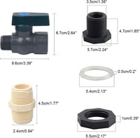Sinolofty 3/4" PVC Vízcsap Készlet Esővízgyűjtőhöz - Menetes Csatlakozóval és Tömlőadapterrel Akváriumokhoz, Medencékhez, Kerti Hordókhoz 2