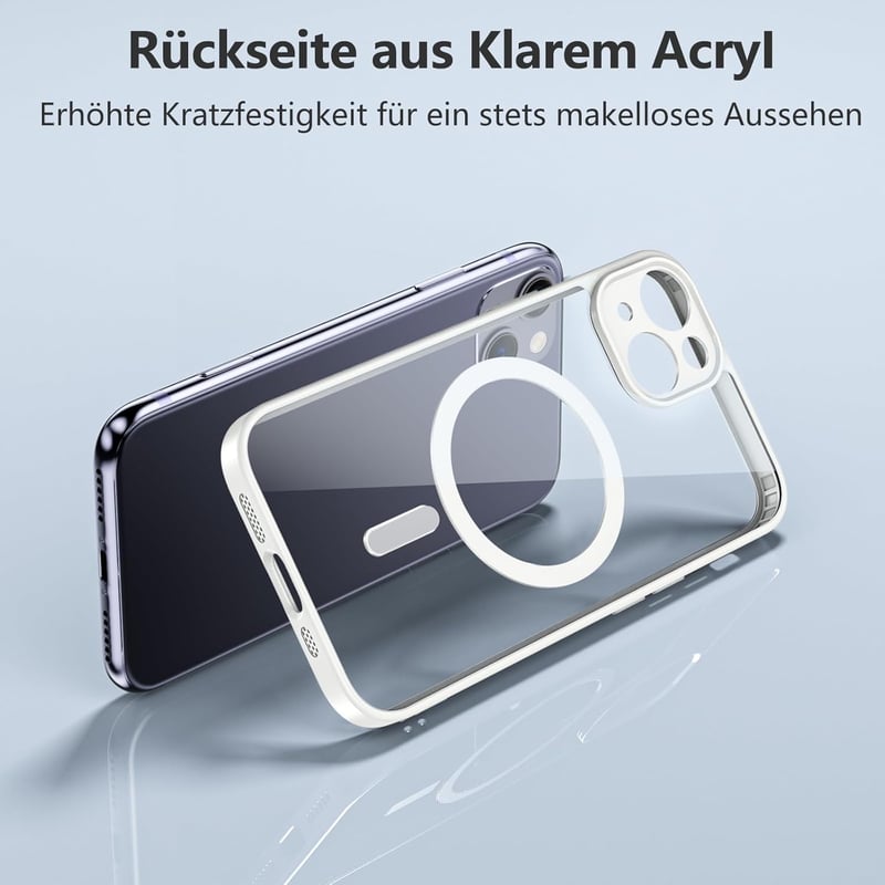 iPhone 13 MagSafe-kompatibilis ütésálló tok kameravédővel, fehér